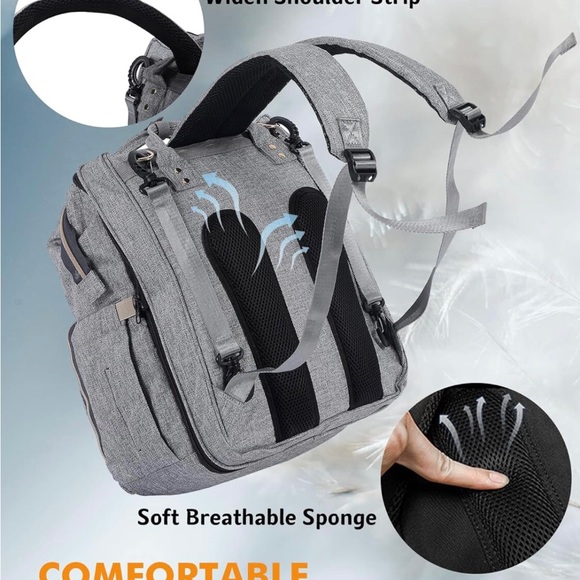 Xinsilu Large Diaper Bag for Boys and Girls with Changing Pad, Changing Pad Gray - Picture 3 of 6